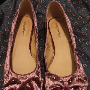 Velvet bowtie flats